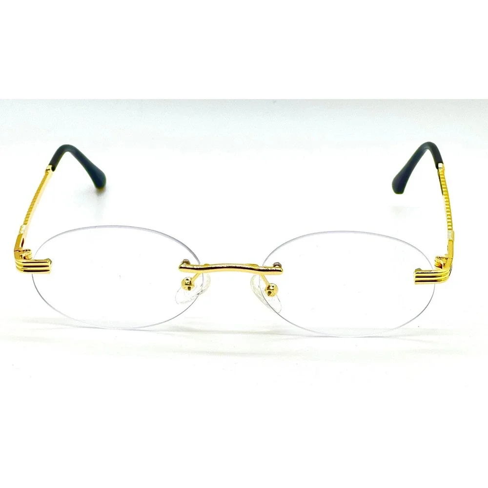 Rimless Women Glasses Gold Frame Oval Clear Lens Lightweight Eyeglasses‎ Female